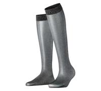 FALKE Women's Glitter 30 DEN W Kh Sheer Patterned Knee-High Socks 1 Pair, Black/Silver 3103, 2.5-5