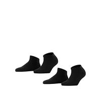 FALKE Women's Happy Double Pack W Sn Cotton Low-Cut Plain 2 Pairs Trainer Socks, Black 3000, 5.5-8