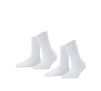 FALKE Womens Happy Double Pack W Cotton Plain Socks, White 2000, 5.5-8 UK