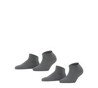 FALKE Women's Happy Double Pack W Sn Cotton Low-Cut Plain 2 Pairs Trainer Socks, Grey Light Melange 3390, 5.5-8