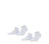 FALKE Women's Happy Double Pack W Sn Cotton Low-Cut Plain 2 Pairs Trainer Socks, White 2000, 5.5-8