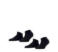 FALKE Women's Happy Double Pack W Sn Cotton Low-Cut Plain Trainer Socks 2 Pairs, Blue Dark Navy 6375, 2.5-5