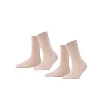 FALKE Women's Happy Double Pack W So Cotton Plain Socks 2 Pairs, Pink Blossom 8645, 2.5-5
