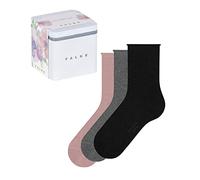 FALKE Women's Happy Giftbox Uni Multipack W So Cotton Plain 3 Pairs Socks, Multicolor Black Grey Pink 0030, 2.5-5