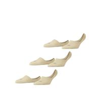 FALKE Women's Invisible Step High Cut Multipack W In Cotton No-Show Plain Liner Socks 3 Pairs, Beige Cream 4011, 7-8