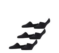 FALKE Women's Invisible Step High Cut Multipack W In Cotton No-Show Plain Liner Socks 3 Pairs, Black 3000, 5.5-6.5