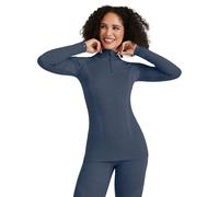 Falke Womens Long Sleeve Zip Wool Tech Shirt - Capitain Blue