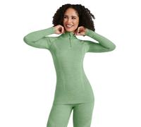 Falke Womens Long Sleeve Zip Wool Tech Shirt - Quiet Green