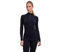 FALKE Women's Maximum Warm High Zip Neck W L/s Sh Functional Yarn Quick Dry 1 Piece Base Layer Top, Black 3000 Trend, XL
