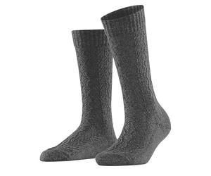 FALKE Women's Modish Fest W So Wool Viscose Cashmere Plain Socks 1 Pair, Grey Flanell 3210, 5.5-8