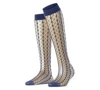 FALKE Women's Paradise Net W Kh Sheer Patterned 1 Pair Knee-High Socks, Blue Smoky 6483, 2.5-5