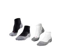FALKE Women's RU4 Endurance Short Multipack W Sso Cotton Anti-Blister 2 Pairs Running Socks, Multicolor Black White 0010, 5.5-6.5