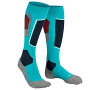 FALKE Women's SK4 Advanced W Kh Wool Warm Thin 1 Pair Skiing Socks, Turquoise Peacock Blue 6536-O 4-5