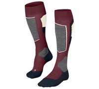 FALKE Women's SK4 Advanced W Kh Wool Warm Thin 1 Pair Skiing Socks, Red Merlot 8117-O, 7-8