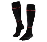FALKE Women's SK Energizing Wool W Kh Breathable With Compression 1 Pair Skiing Socks, Black Black-Neon Red 3178, 5.5-8