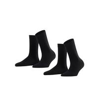 FALKE Women's Softmerino Multipack W So Wool Cotton Plain 2 Pairs Socks, Black 3009, 2.5-3.5