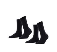 FALKE Women's Softmerino Multipack W So Wool Cotton Plain 2 Pairs Socks, Blue Dark Navy 6379, 4-5
