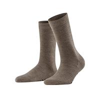 FALKE Women's Socks Softmerino 5810 – Merino Wool-Cotton Plain – Brown Pebble, Size 5.5-6.5