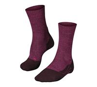 FALKE Women's TK2 Explore Wool W So Breathable Thick Anti-Blister Hiking Socks 1 Pair, Red Burgundy 8593, 2.5-3.5