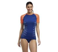FALKE Women's Warm Round Neck W S/s Ts Functional Yarn Quick Dry 1 Piece Base Layer Top, Blue Pond 6598 Trend, XS