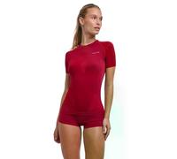 FALKE Women's Warm Round Neck W S/s Ts Functional Yarn Quick Dry Base Layer Top 1 Piece, Red Ruby 8830, S