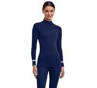 FALKE Women's Warm Trend Turtleneck W L/s Sh Functional Yarn Quick Dry Base Layer Top 1 Piece, Blue Space 6116, XL