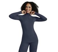 FALKE Women's Wool-Tech High Zip Neck W L/s Sh Functional Yarn Quick Dry 1 Piece Base Layer Top, Blue Capitain 6751, S