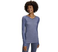 FALKE Women's Wool-Tech Light V Neck W L/s Sh Functional Yarn Quick Dry 1 Piece Base Layer Top, Blue Capitain 6751, L
