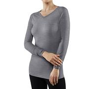 FALKE Women's Wool-Tech Light V Neck W L/s Sh Functional Yarn Quick Dry 1 Piece Base Layer Top, Grey Grey-Heather 3757, L