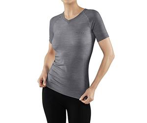 FALKE Women's Wool-Tech Light V Neck W S/s Ts Functional Yarn Quick Dry 1 Piece Base Layer Top, Grey Grey-Heather 3757, XS