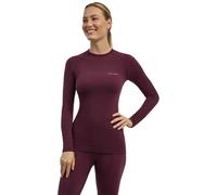 FALKE Women's Wool-Tech Protective W L/s Sh Wool Functional Yarn Quick Dry 1 Piece Base Layer Top, Red Barolo 8526, L