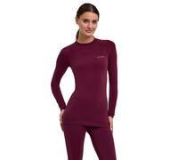 FALKE Women's Wool-Tech Protective W L/s Sh Wool Functional Yarn Quick Dry 1 Piece Base Layer Top, Red Barolo 8526, XS