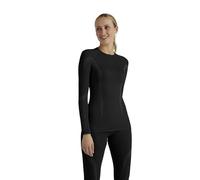 FALKE Women's Wool-Tech Round Neck W L/s Sh Functional Yarn Quick Dry 1 Piece Base Layer Top, Black 3000, L