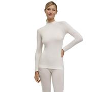 FALKE Women's Wool-Tech Round Neck W L/S SH Functional Yarn Quick Dry 1 Piece Base Layer Top, White (Off-White 2040) - Trend, M