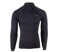 FALKE Men's Wool-Tech High Zip Neck M L/s Sh Functional Yarn Quick Dry 1 Piece Base Layer Top, Black 3000, XL