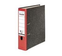 Falken 80024136 S Recycled Folder for DIN A4, Black Wide red | Made in Germany paper cover in cloudy marble design, glued back label