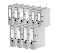 FALKEN Original 10-pack Chromocolor Premium Folders. Made in Germany. Plastic Cover Outside and Inside, 8 cm Wide DIN A4, Grey Ring Binder Letter File Office Folder