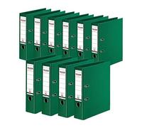 FALKEN Original 10-pack Green A4 Ring Binder File Folder Set. Made in Germany. Plastic, 8 cm wide, 600 sheet capacity, FSC certified