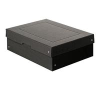 FALKEN Original PureBox Black 100 mm High DIN A4 Storage Box with Lid - Sturdy Recycled Cardboard - Blue Angel Vegan Gift & Multi-Purpose Box, 1 Items