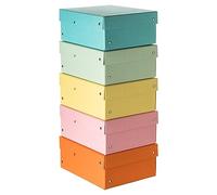 Falken Original PureBox Pastel Pack of 5 Made in Germany 100 mm High DIN A5 Assorted Colours Storage Box with Lid Made of Sturdy Cardboard Vegan Gift Box Transport Box All-Purpose Box
