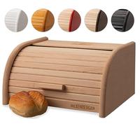 FALKENBERGER Bread Bin Beech Wood Approx. 32 x 25 x 16 cm M Roll Bread Bin Traditional Bread Box with Roll Lid Handmade