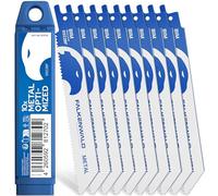 FALKENWALD Reciprocating Saw Blades 10-Piece for Metal - S922BF Bi-Metal - For Stainless Steel, Pipes, Profiles, Aluminium, Sandwich Panels - Compatible with Bosch, Makita, Einhell and Much More