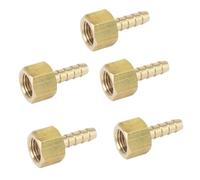 FALKIN 5pcs 1/4" NPT Female X 1/4" Hose Barbed Tail Brass Hex Pipe Fitting Connector Adapter Fuel