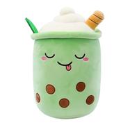 FaLkiN Green Milk Tea Pillow Plush, Green Milk Tea Bubble Tea Plush Toy, Cartoon Plush Dolls, Soft And Cute Pearl Milk Tea Cup Shape Pillow-24cm