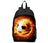 FaLkiN Soccer Rucksack, Printing Football School Backpack, Children School Backpack, Soccer Sports School Bag Casual Travel Rucksack Boys Girls Large Capacity Daypack, Black, 30 * 13 * 40cm