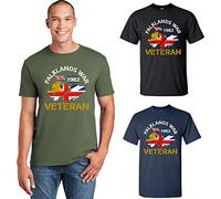 Falkland Wars 1982 Veteran T-Shirt UK Flag Soldiers War Remembrance Day Gift Tee Top (Black, M)