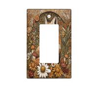 Fall 3D Woodland Fox Decorative Switch Cover 1 Gang Single Rocker, Relief Autumn Animal Wall Plate Cover, Standard Size, Wildflower Electrical Faceplate for Bedroom Living Room Decor