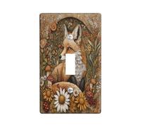 Fall 3D Woodland Fox Decorative Switch Cover 1 Gang Single Toggle, Relief Autumn Animal Wall Plate Cover, Standard Size, Wildflower Electrical Faceplate for Bedroom Living Room Decor