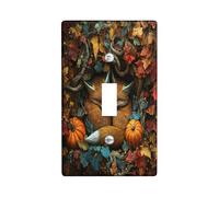 Fall 3D Woodland Fox Switch Cover Wall Plate 1 Gang Single Toggle, Autumn Forest Animal Electrical Faceplate for Bedroom Bathroom Decor, Pumpkin Standard Size Switchplate