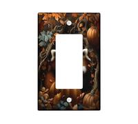 Fall 3D Woodland Red Panda Switch Cover Wall Plate 1 Gang Single Rocker, Autumn Forest Animal Electrical Faceplate for Bedroom Bathroom Decor, Pumpkin Standard Size Switchplate